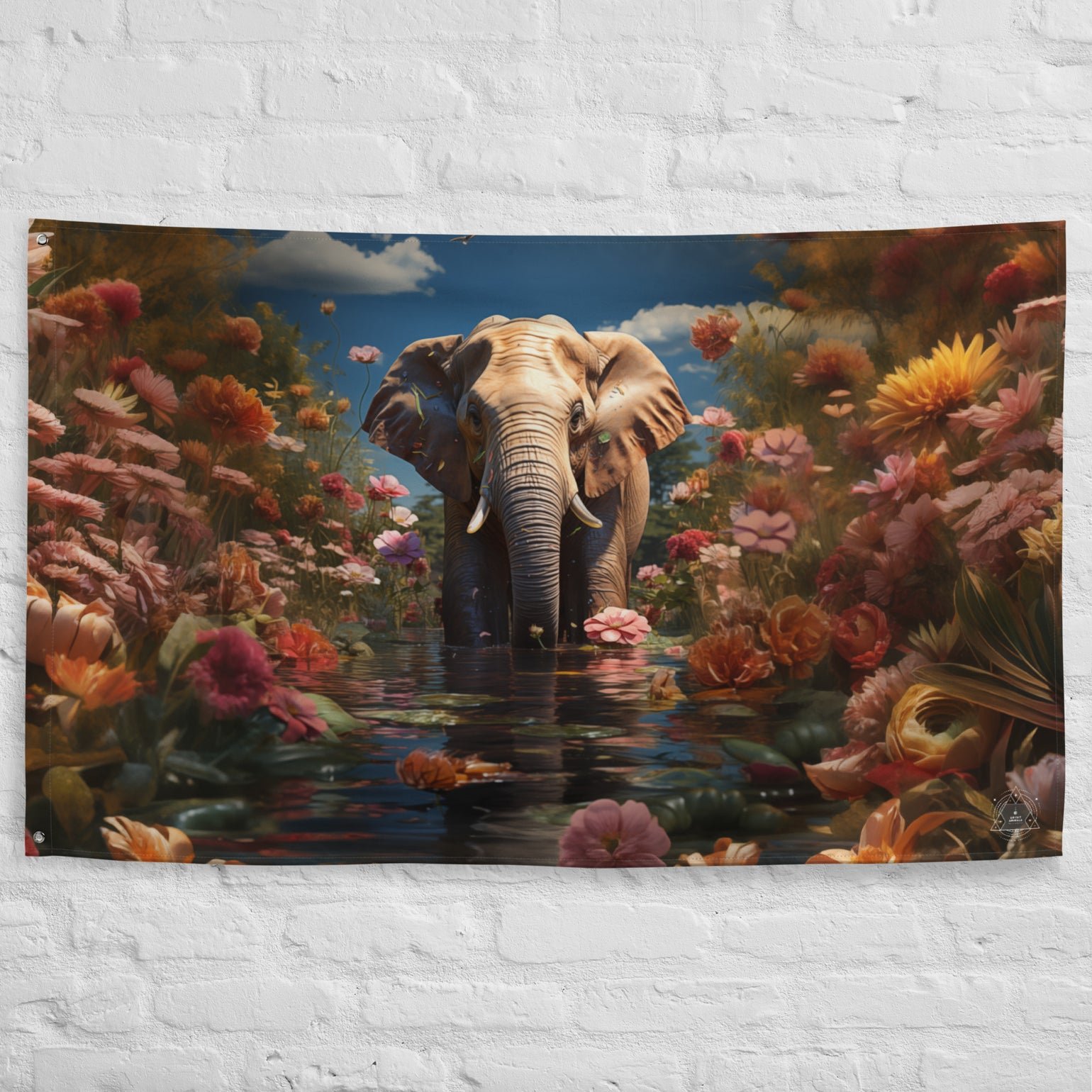 Elephant Spirit Animal Flag Wall Art