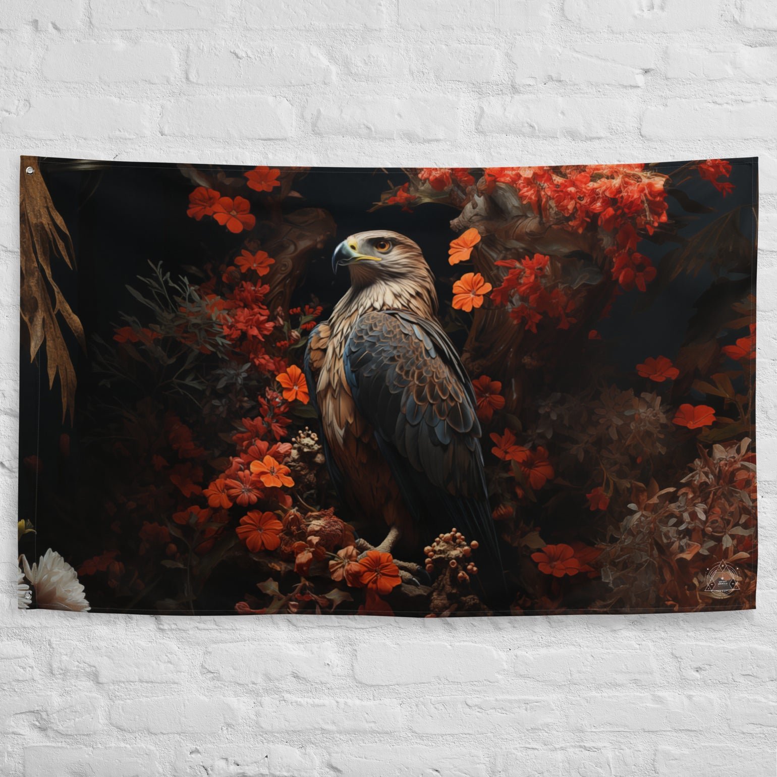 Falcon Spirit Animal Flag Wall Art