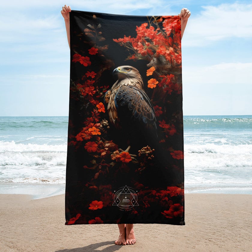 Falcon Spirit Animal Lightweight Beach Towel
