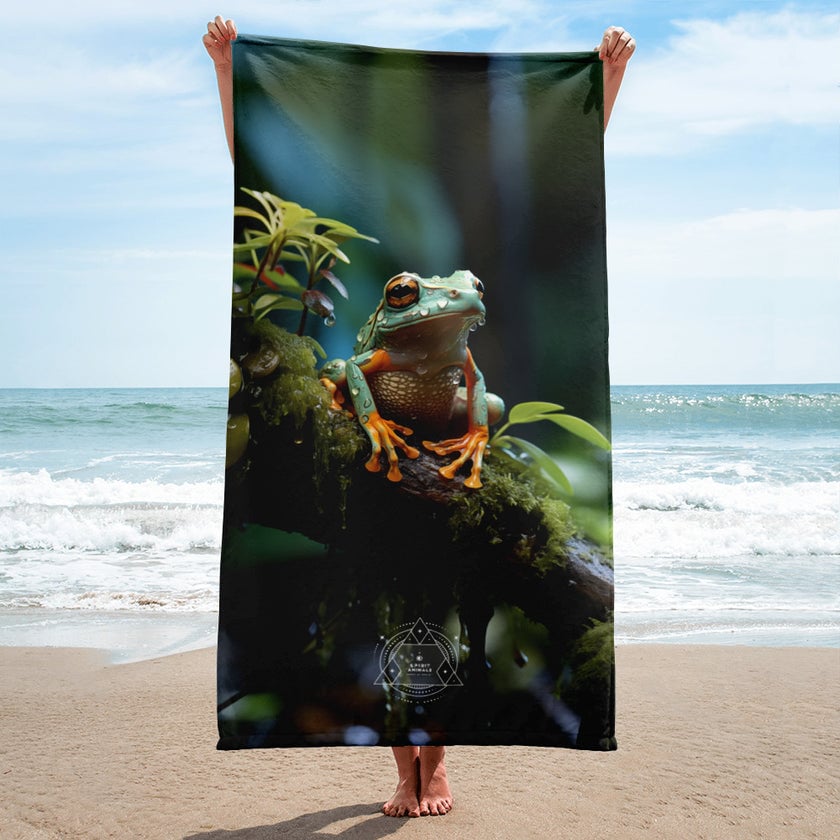 Frog Spirit Animal Lightweight Beach Towel