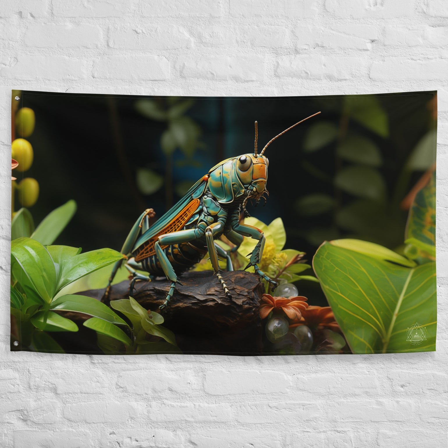 Grasshopper Spirit Animal Flag Wall Art