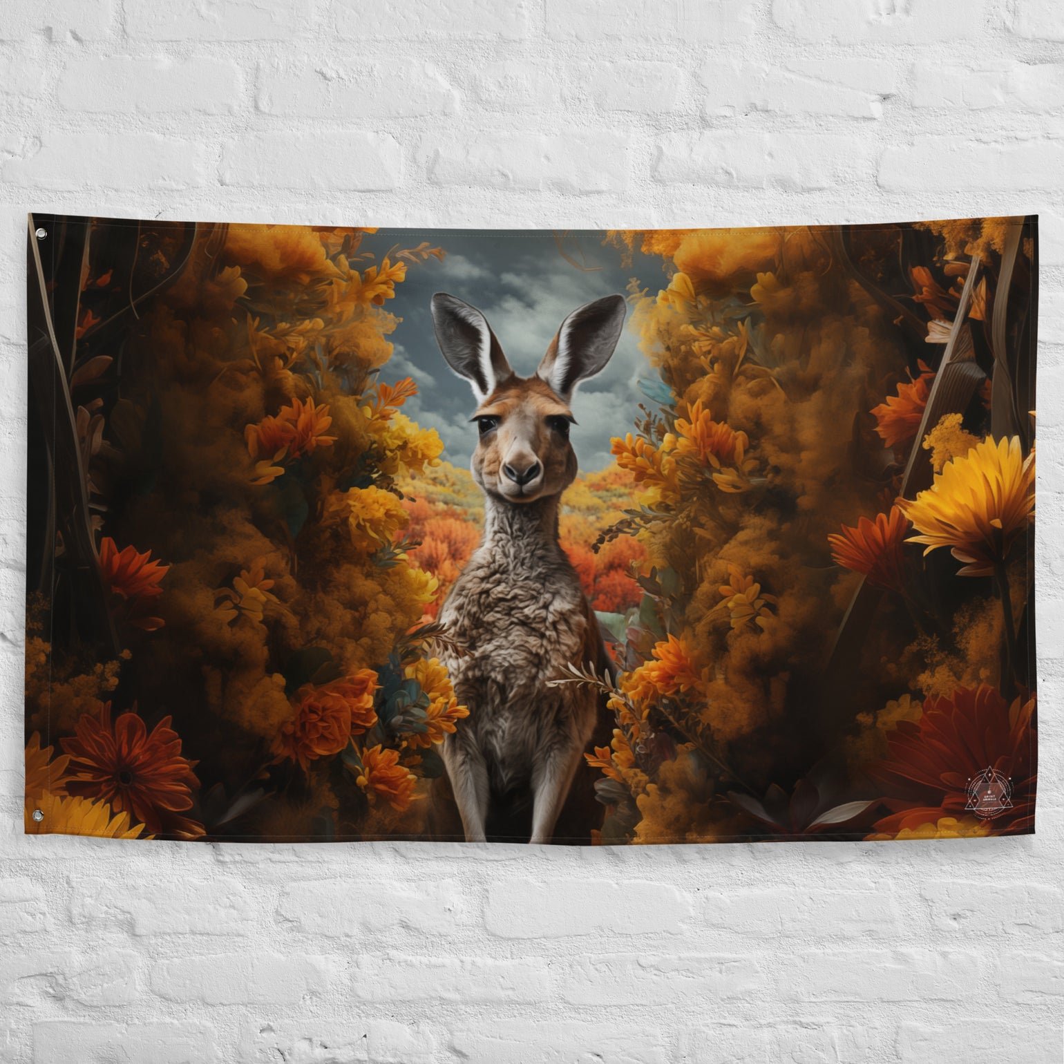 Kangaroo Spirit Animal Flag Wall Art