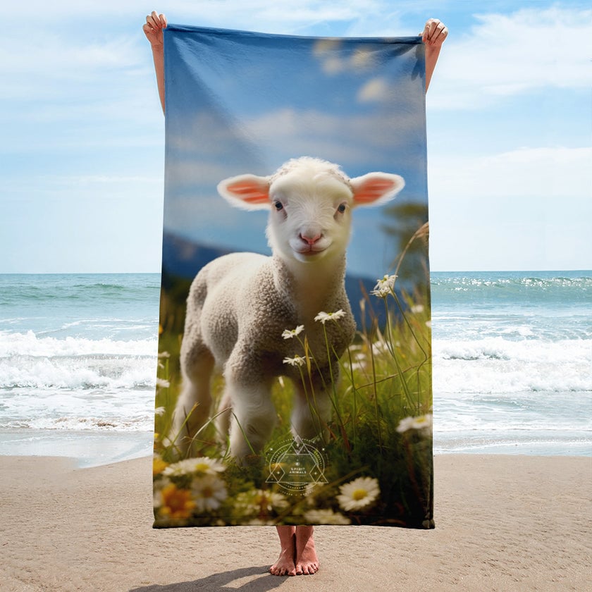 Lamb Spirit Animal Lightweight Beach Towel