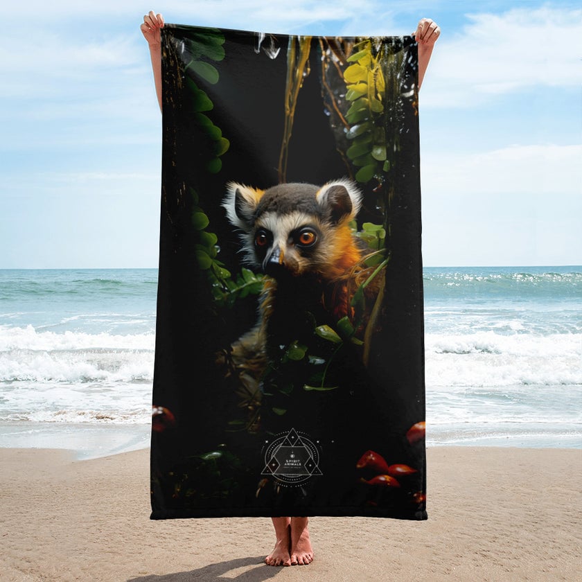 Lemur-Spirit-Animal-sublimated-towel-white-30x60-beach-6587ddbd5f912
