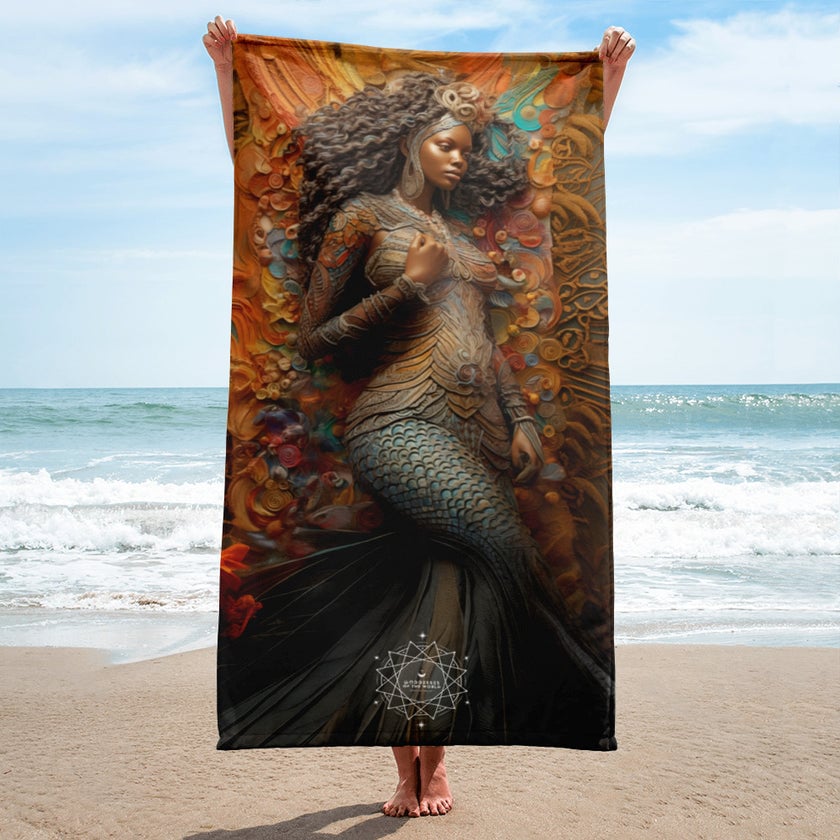 Mami Wata Goddess Lightweight Beach Towel