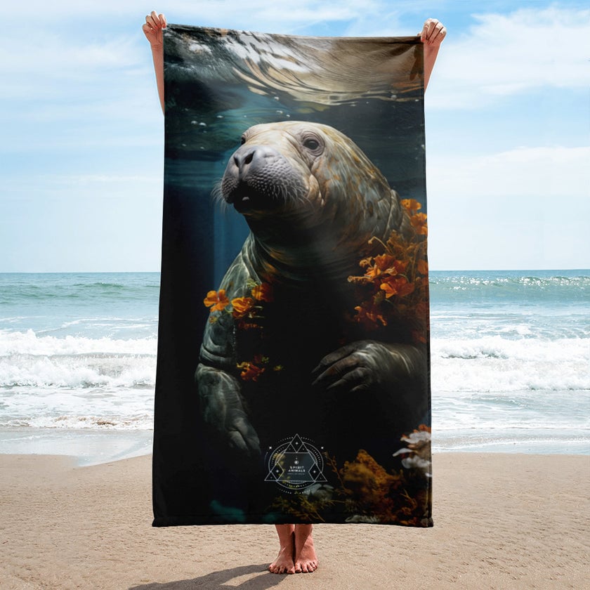 Manatee Spirit Animal Lightweight Beach Towel