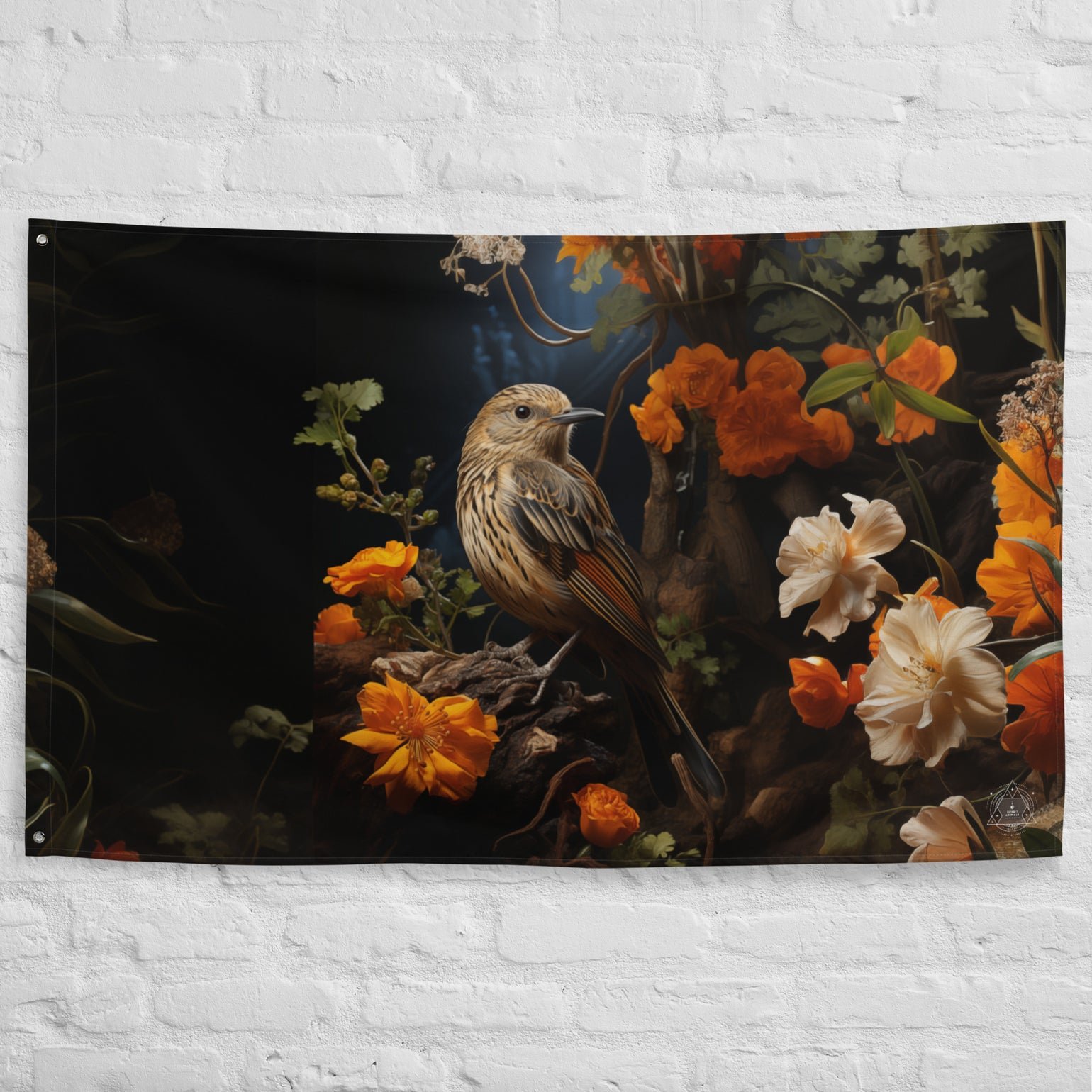 Nightingale Spirit Animal Flag Wall Art