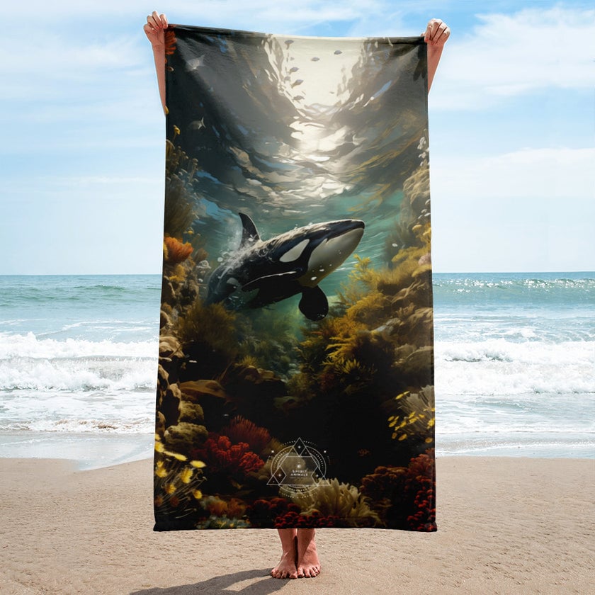 Orca Whale Spirit Animal Lightweight Beach Towel