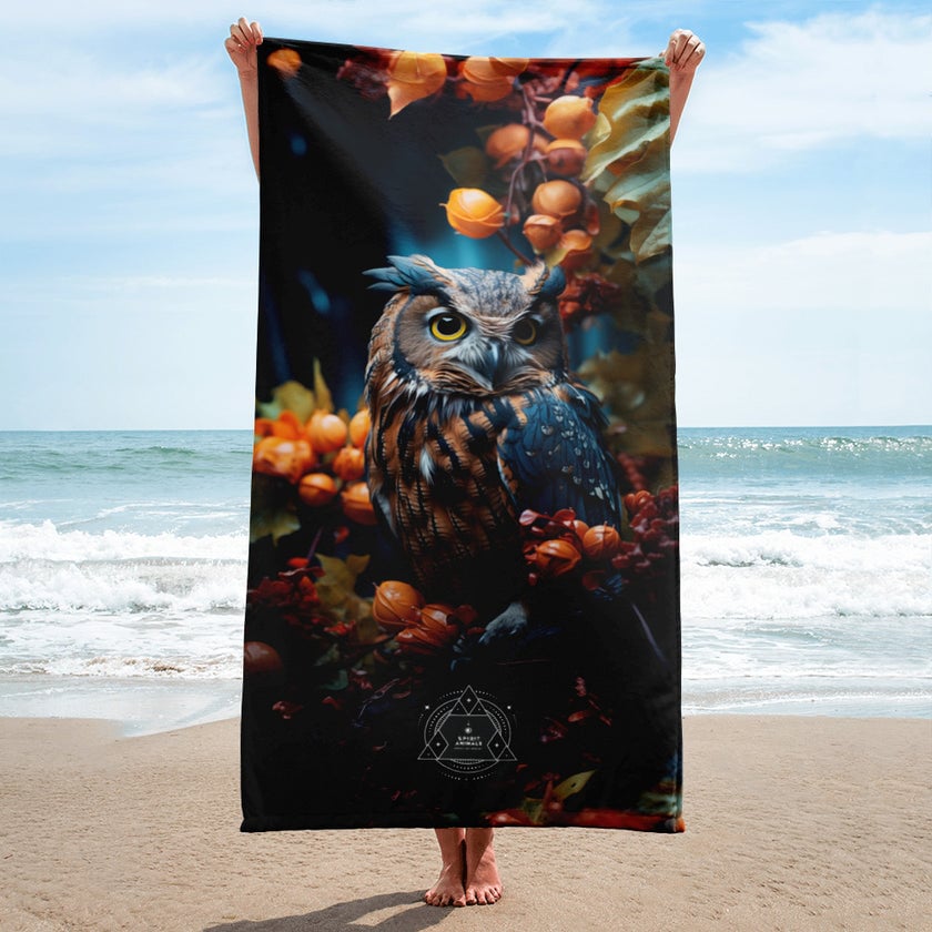 Owl Spirit Animal Lightweight Beach Towel