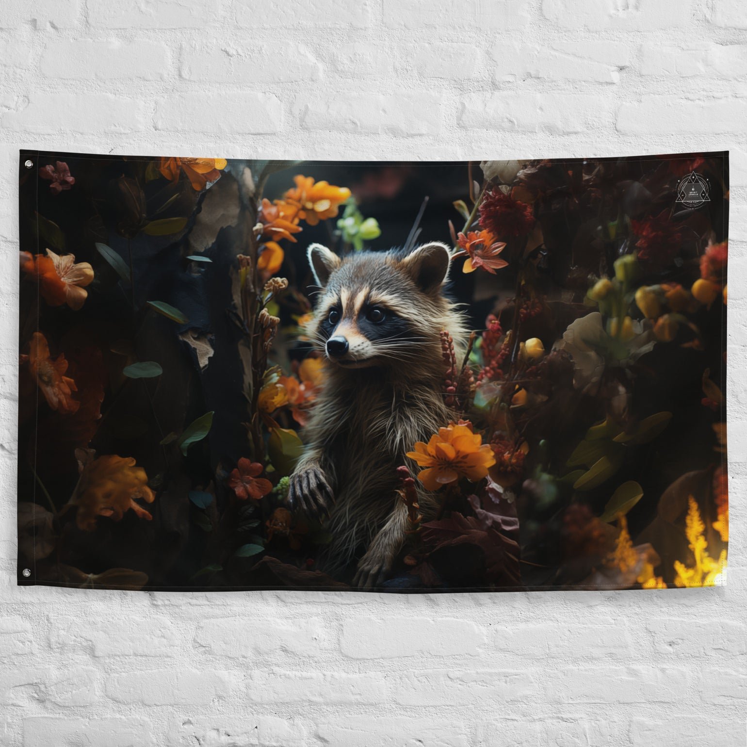 Raccoon Spirit Animal Flag Wall Art