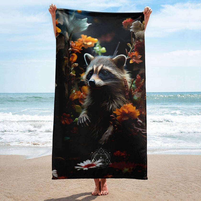 Raccoon Spirit Animal Lightweight Beach Towel