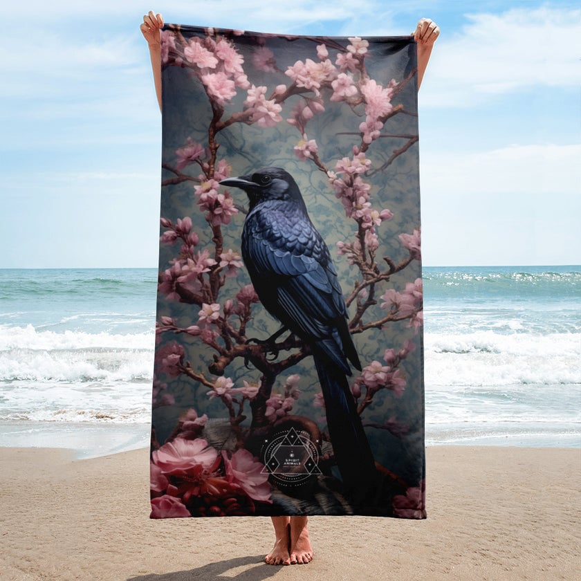 Raven Spirit Animal Lightweight Beach Towel