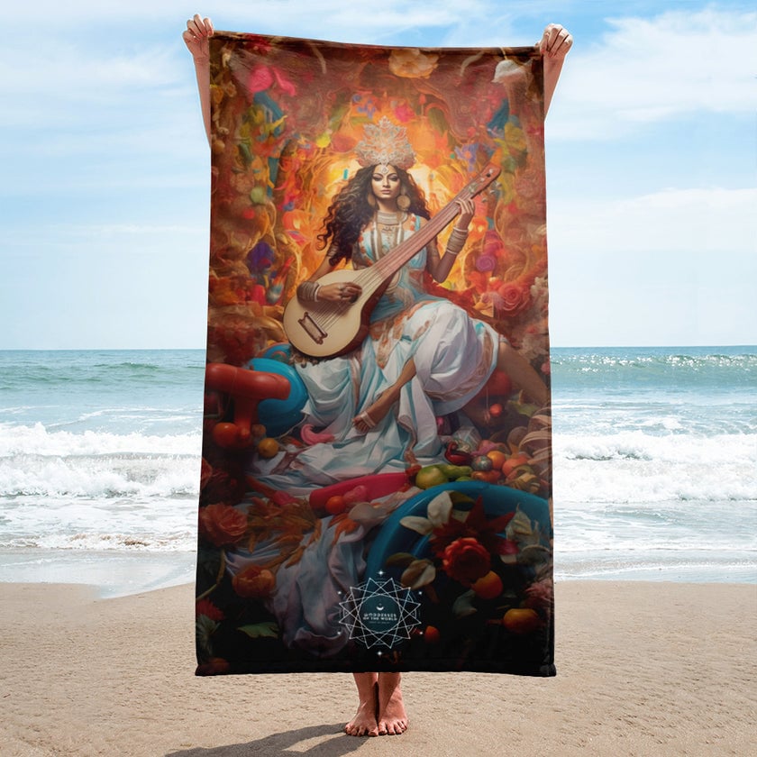 Saraswati Goddess Lightweight Beach Towel