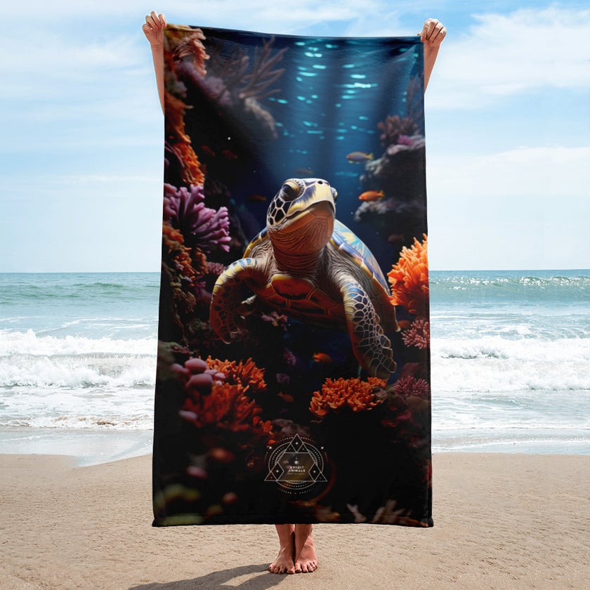 Sea Turtle Spirit Animal Lightweight Beach Towel