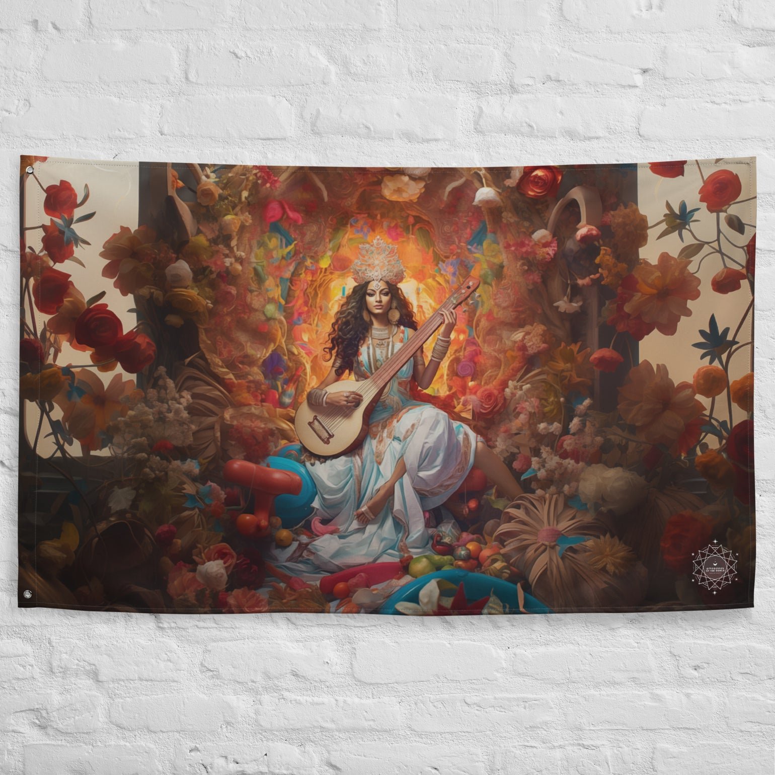 Saraswati Goddess Flag Wall Art