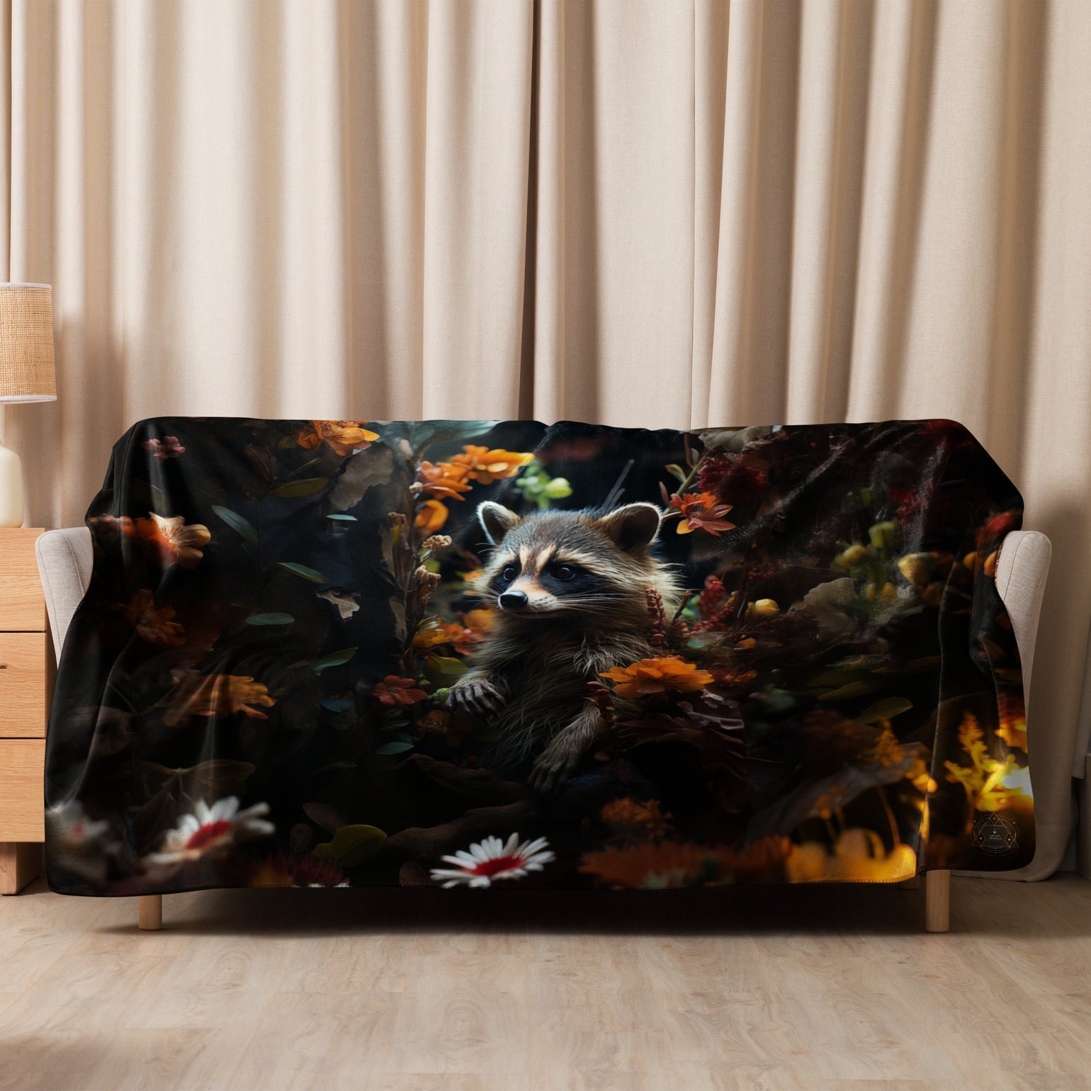 Raccoon Spirit Animal Sherpa Blanket