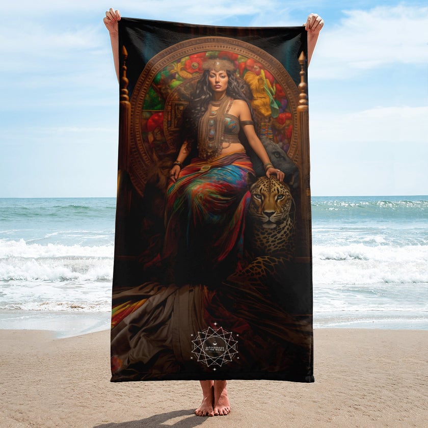 Ixchel Goddess Lightweight Beach Towel